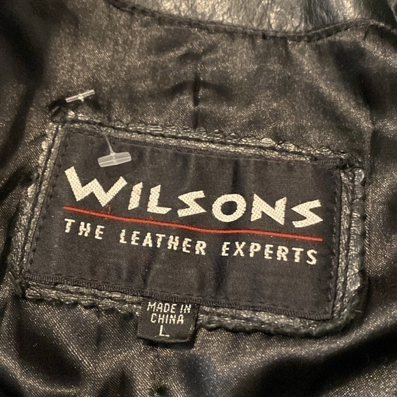 Wilsons black leather full front button up collard pocket leather jacket  large - Picture 7 of 13